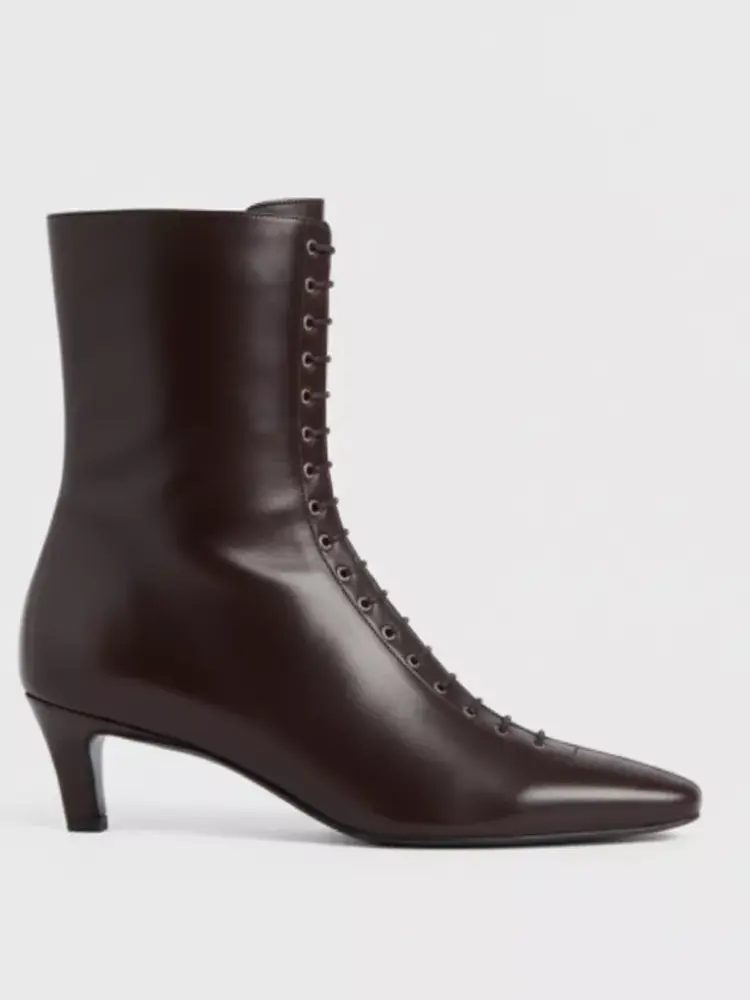 Elegant Brown Lace-Up Ankle Boot